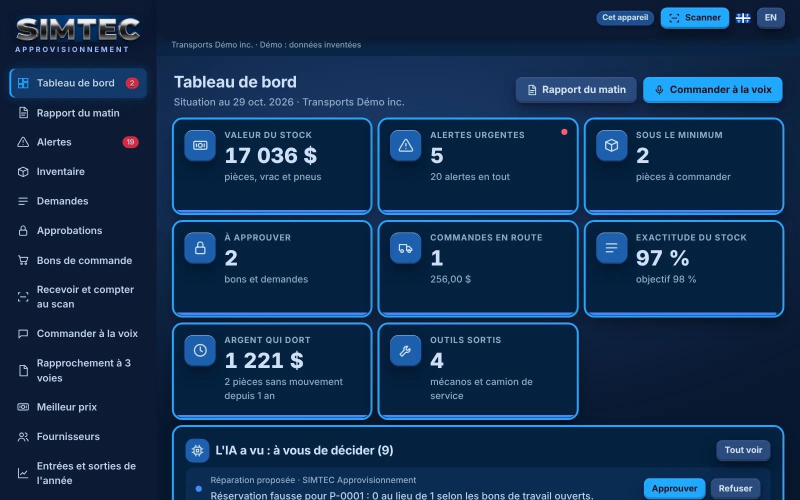 SIMTEC Approvisionnement à l'ordinateur