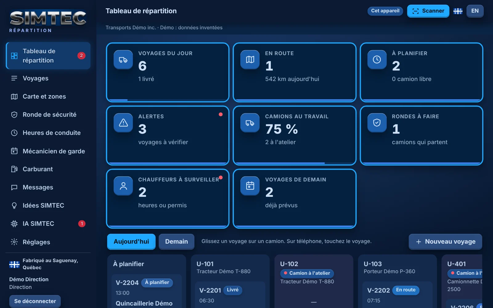 SIMTEC Répartition à l'ordinateur