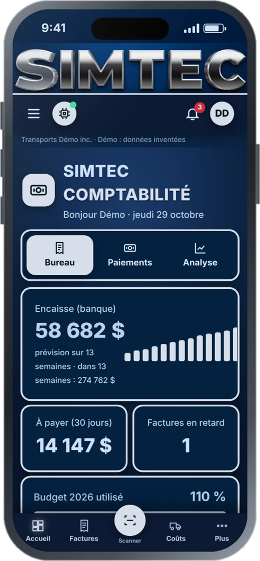 SIMTEC Comptabilité sur téléphone