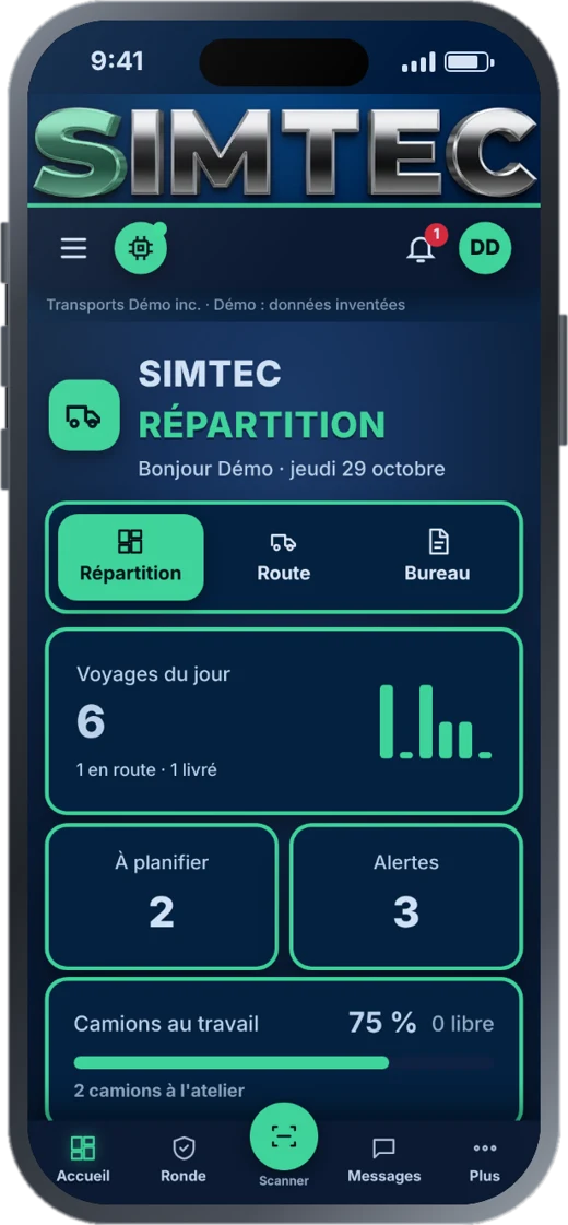 SIMTEC Répartition sur téléphone