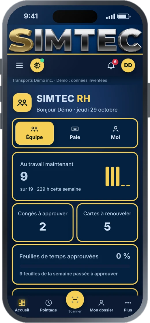 SIMTEC RH sur téléphone